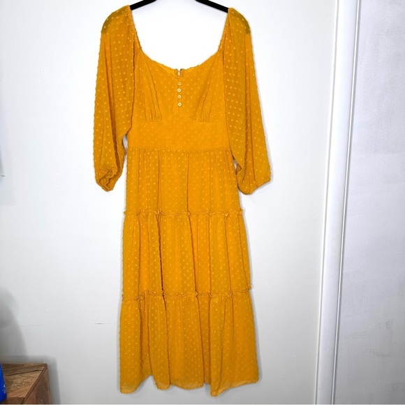 Womens J Crew Tiered Dress Long Sleeve Midi in Swiss Dot Item AG545 Boho Gold - Picture 2 of 9